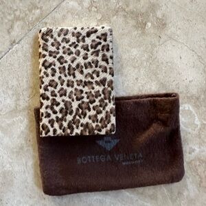 Bottega veneta pony hair cheetah print mini address book